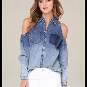 bebe button up denim shirt